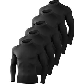 5 حزمة قمصان ضغط حرارية للرجال وهمية الأكمام طويلة الأكمام الطويلة تشغيل الطبقة القاعدة السفلية لفصل الشتاء لفصل الشتاء in Kuwait
