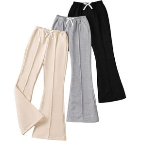 Girl's 3 Packs Flare Leg Sweatpants Bowknot Elastic Waist Track Pants Sports Bell Bottoms in Kuwait
