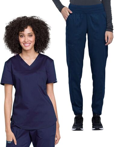 Scrub Scrub Cherokee Women Set V-Neck O.R Top WW657 Natural Rise Jogger Scrub Pant مع حزام مرن WW011 in Saudi Arabia