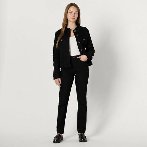 Amazon Essentials Women للنساء المنخفضة المنخفضة للزر الدنيم سترة الشاحنة سائق الشاحنة in Saudi Arabia