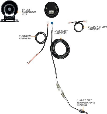 GlowShift Elite 10 Color 300 F Oil Temperature Gauge Kit - Includes Electronic Sensor - Black Dial - Tinted Lens - Peak Recall Function - for Car & Truck - 2-1/16" 52mm in Saudi Arabia