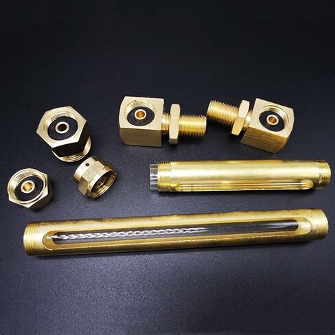 1pcs 1/4 "3/8" 1/2 "مؤشر مستوى زيت النحاس الذكري من المقياس اثنين من النافذة الزجاج in Saudi Arabia