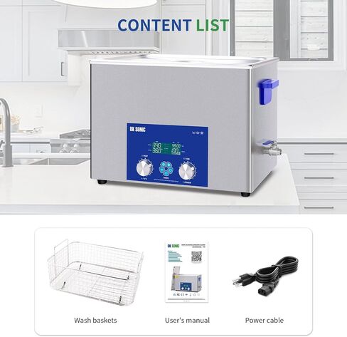 DK Sonic Ultrasonic Cleaner 35L 720W ، منظف المكربن ​​بالموجات فوق الصوتية مع مؤقت ميكانيكي ذكي ، وظائف قابلة للتعديل في السخان والطاقة للكربورات ، محركات الدراجات النارية ، سلاسل in Saudi Arabia