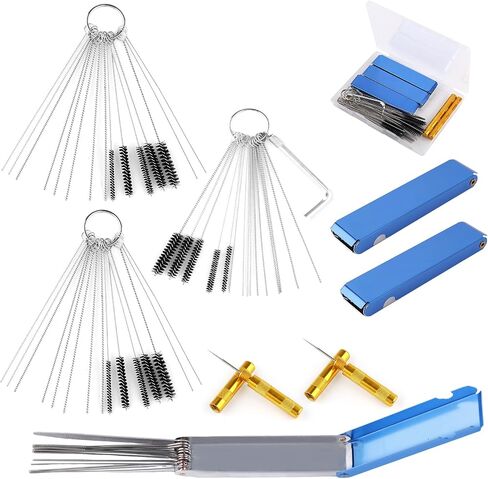 Carburetor Cleaner Kit, Torch Tip Cleaner Set with 15 Nylon Brushes 30 Cleaning Needles 1 Hex Wrench 2 Sharp Picks 39 Cleaning Wires Suitable for Carb Spray Gun Auto Motorcycles & Small Engines in Saudi Arabia