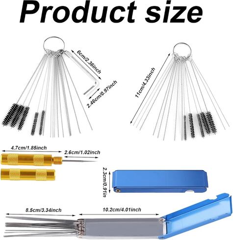 Carburetor Cleaner Kit, Torch Tip Cleaner Set with 15 Nylon Brushes 30 Cleaning Needles 1 Hex Wrench 2 Sharp Picks 39 Cleaning Wires Suitable for Carb Spray Gun Auto Motorcycles & Small Engines in Saudi Arabia