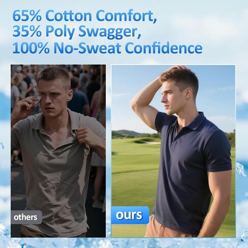 BINOCHE Polo T Shirts for Men Short Sleeve Quick Dry Fit Mens Golf Shirt Moisture Wicking for Business Casual Workout in Kuwait
