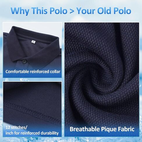 BINOCHE Polo T Shirts for Men Short Sleeve Quick Dry Fit Mens Golf Shirt Moisture Wicking for Business Casual Workout in Kuwait