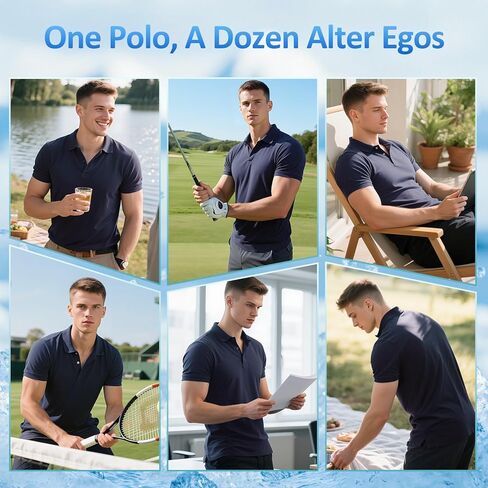 BINOCHE Polo T Shirts for Men Short Sleeve Quick Dry Fit Mens Golf Shirt Moisture Wicking for Business Casual Workout in Kuwait