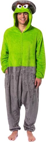 Sesame Street Character Adult Union Suit Kigurumi Hooded 1 Piece Pajama Men Women (Oscar The Grouch, Small/Medium) in Saudi Arabia