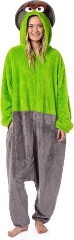 Sesame Street Character Adult Union Suit Kigurumi Hooded 1 Piece Pajama Men Women (Oscar The Grouch, Small/Medium) in Saudi Arabia