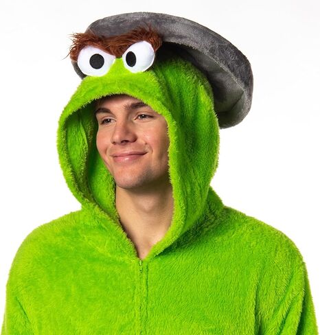Sesame Street Character Adult Union Suit Kigurumi Hooded 1 Piece Pajama Men Women (Oscar The Grouch, Small/Medium) in Saudi Arabia