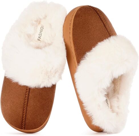 Dokela Kids Slippers Girls Boys Fuzzy House Slippers Winter Warm Soft Plush Lined Memory Foam House Shoes Slip On for Home Bedroom Indoor Outdoor in Saudi Arabia