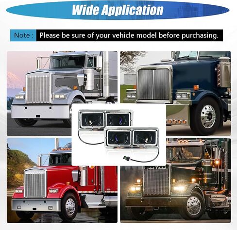 قاعدة الإسكان المصباح ومحافة متوافقة مع Kenworth T400 T600 T800 W900 K100 C500 Peterbilt 378 379 Western Star 4900 Freightliner FLD Classic XL مع مقابس H4 وأسلاك الأسلاك in Kuwait