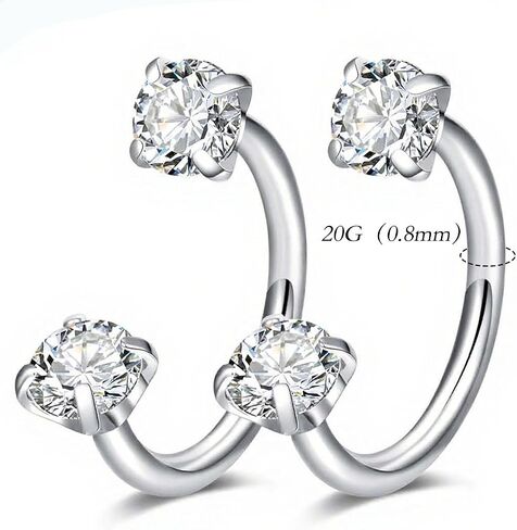 Lauritami 18g 20g حلقات الحدوث حصوات أنف ، خاتم أنف من الصلب الجراحي الوردي الزركونيا الثقب الأنف ، حلقات الأنف ملولبة داخليًا للنساء ، الزركونيا الوردي والفضي in Kuwait