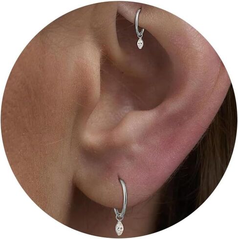 16G 18G Titanium Dangle Huggie Hoop, Rook Piercing Jewelry Cartilage Earring Conch Helix Hoop Earring in Kuwait