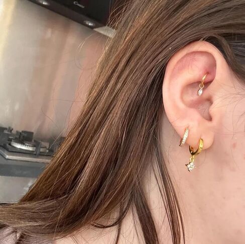 16G 18G Titanium Dangle Huggie Hoop ، Rook Piercing Jewelry Cartilage Conch Helix Hoop Essring in Kuwait