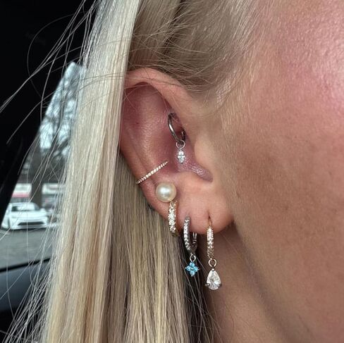 16G 18G Titanium Dangle Huggie Hoop ، Rook Piercing Jewelry Cartilage Conch Helix Hoop Essring in Kuwait