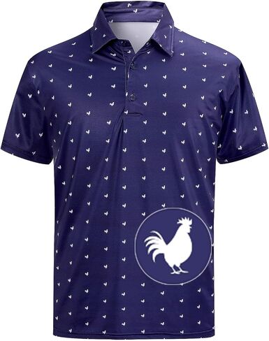 Funny World Mens Golf Shirt Moisture Wicking Polo Short Sleeve Performance Quick-Dry Golf Shirts in Kuwait