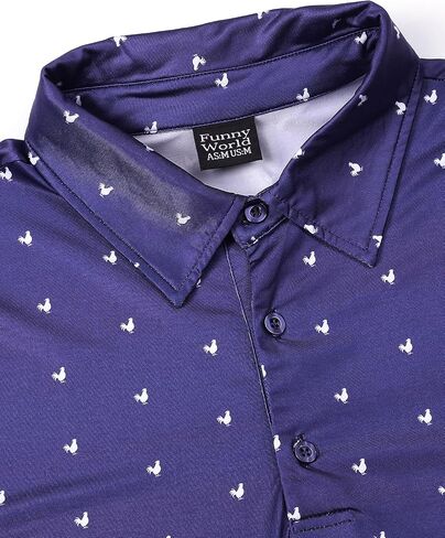 Funny World Mens Golf Shirt Moisture Wicking Polo Short Sleeve Performance Quick-Dry Golf Shirts in Kuwait