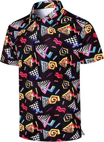 Funny World Mens Golf Shirt Moisture Wicking Polo Short Sleeve Performance Quick-Dry Golf Shirts in Kuwait