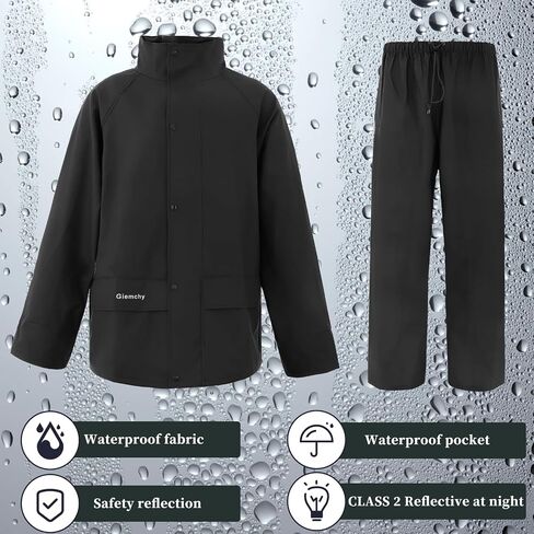 Rain Suit For Men & Women Waterproof Heavy Duty Rain Gear Reflective Jacket for Fishing Outdoor Work Raincoats in Saudi Arabia