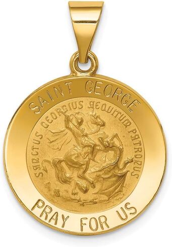 Sonia Jewels 14k Yellow Gold Catholic Patron Saint George Medal Brushed Matte Finish Pendant Charm - 21mm x 19mm in Saudi Arabia