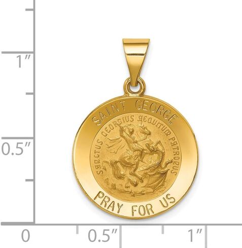 Sonia Jewels 14k Yellow Gold Catholic Patron Saint George Medal Brushed Matte Finish Pendant Charm - 21mm x 19mm in Saudi Arabia