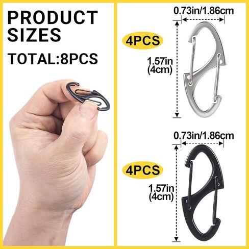 8 Pcs Zipper Clips Anti Theft Deterrent, Dual Opening Zippers Pull Replacement, Zipper Locks for Backpacks, Camping, Suitcases (Silver+Black) in Saudi Arabia