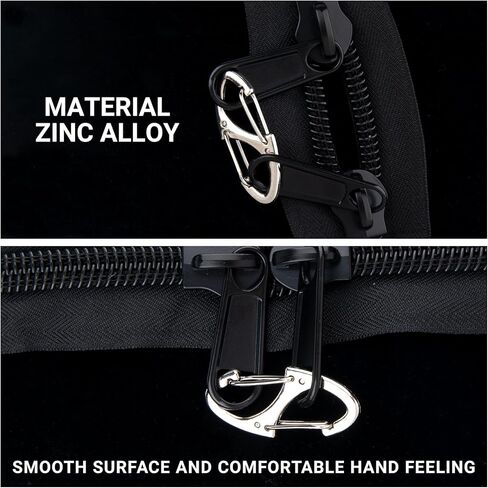 8 Pcs Zipper Clips Anti Theft Deterrent, Dual Opening Zippers Pull Replacement, Zipper Locks for Backpacks, Camping, Suitcases (Silver+Black) in Saudi Arabia