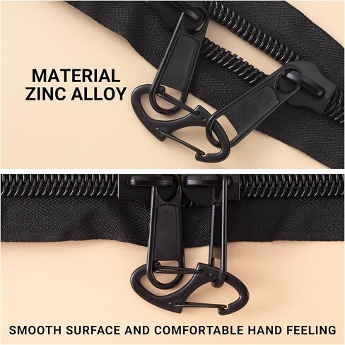 8 Pcs Zipper Clips Anti Theft Deterrent, Dual Opening Zippers Pull Replacement, Zipper Locks for Backpacks, Camping, Suitcases (Silver+Black) in Saudi Arabia