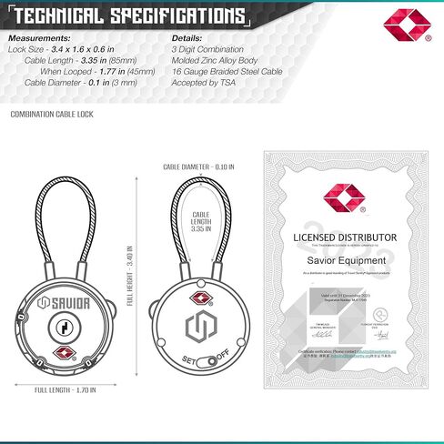 Savior Equipment Quality TSA-Approved 3-Digit Combination Cable Travel Luggage Locks for Rifle Bag Firearm Gun Case Accessories Ammo Boxes Outdoor Storage, Obsidian Black, 4-Pack in Saudi Arabia