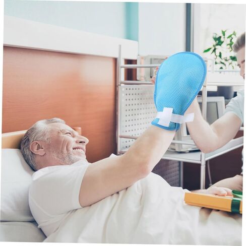 PartyKindom 1Pair Hands for Elders Glove with Band for Hospital Use Prevents Self Injury and Accidents Breathable Material for Comfort in Saudi Arabia