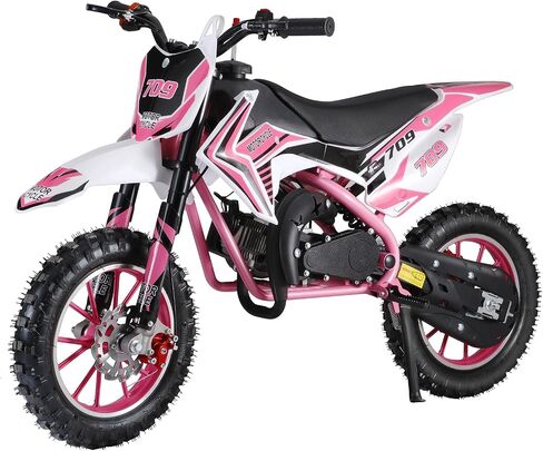 50cc 2-Stroke Kids Dirt Bike Kids Motorcycle Gas Dirt Bike Mini Dirt Bike Pocket Gas Motordike Off Road Gas Power Mini Pocket مع فرامل القرص الخلفية الأمامية بحد أقصى 30 كم/ساعة وردي in Kuwait