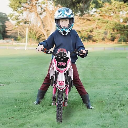 50cc 2-Stroke Kids Dirt Bike Kids Motorcycle Gas Dirt Bike Mini Dirt Bike Pocket Gas Motordike Off Road Gas Power Mini Pocket مع فرامل القرص الخلفية الأمامية بحد أقصى 30 كم/ساعة وردي in Kuwait