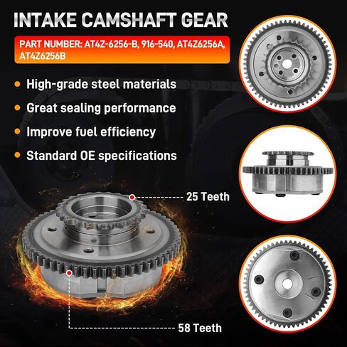 Intake & Exhaust Timing Camshaft Sprocket Cam Phaser VVT Gear with Bolts Compatible with Ford F150 Explorer Edge Transit Taurus Lincoln MKS MKX MKZ 3.3L 3.5L 3.7L V6 Replace# AT4Z-6C525-B AT4Z-6256-B in Saudi Arabia