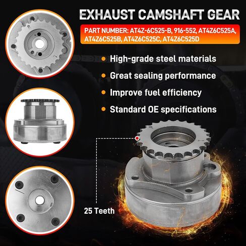 Intake & Exhaust Timing Camshaft Sprocket Cam Phaser VVT Gear with Bolts Compatible with Ford F150 Explorer Edge Transit Taurus Lincoln MKS MKX MKZ 3.3L 3.5L 3.7L V6 Replace# AT4Z-6C525-B AT4Z-6256-B in Saudi Arabia