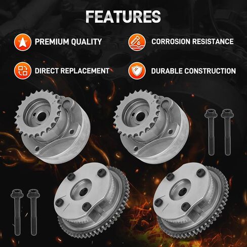 Intake & Exhaust Timing Camshaft Sprocket Cam Phaser VVT Gear with Bolts Compatible with Ford F150 Explorer Edge Transit Taurus Lincoln MKS MKX MKZ 3.3L 3.5L 3.7L V6 Replace# AT4Z-6C525-B AT4Z-6256-B in Saudi Arabia