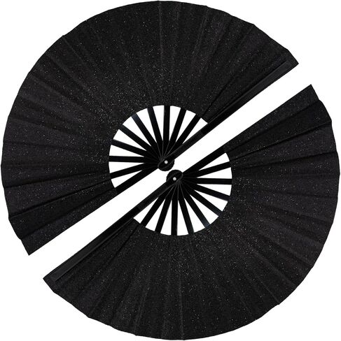 2 PCS Boots on The Ground Fan, Clap Fans for Line Dancing, 13" Glitter Large Rave Fans,Folding Clack Handheld Foldable Hand Fan for Dance, EDM Music Festivals & Parties(Red) in Kuwait
