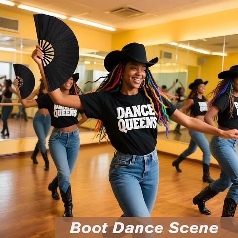 2 PCS Boots on The Ground Fan, Clap Fans for Line Dancing, 13" Glitter Large Rave Fans,Folding Clack Handheld Foldable Hand Fan for Dance, EDM Music Festivals & Parties(Red) in Kuwait