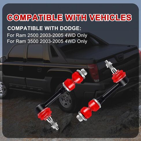 K80885 Front Sway Bar Links Compatible with 2003 2004 2005 Dodge Ram 2500 3500 4WD, Suspension Stabilizer Sway End Link 2PCs in Saudi Arabia