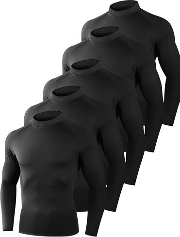 5 حزمة قمصان ضغط حرارية للرجال وهمية الأكمام طويلة الأكمام الطويلة تشغيل الطبقة القاعدة السفلية لفصل الشتاء لفصل الشتاء in Kuwait