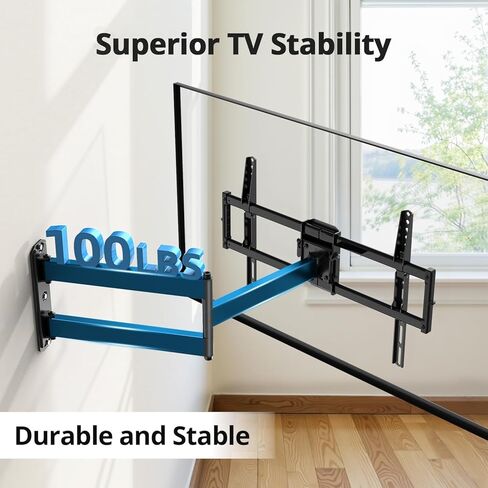 Long Arm TV Wall Mount for Most 42-90 inch TV, 40 Inch Extension TV Mount, Full Motion Mount Up to 150 lbs, VESA 800x400 mm, 16"/18"/24" Wood Studs in Saudi Arabia