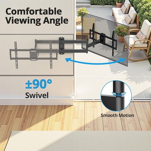 Long Arm TV Wall Mount for Most 42-90 inch TV, 40 Inch Extension TV Mount, Full Motion Mount Up to 150 lbs, VESA 800x400 mm, 16"/18"/24" Wood Studs in Saudi Arabia