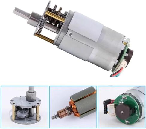 JGB37-545B DC GEAR MOTION مع تشفير ، تشفير الطور المزدوج ، بناء المعادن ، ردود الفعل السريعة (952RPM 12V) in Kuwait