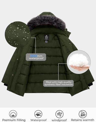 Wantdo Wind Winter Winter Coats دافئ سترة باركا باركا الدافئة مع غطاء محرك السيارة in Saudi Arabia