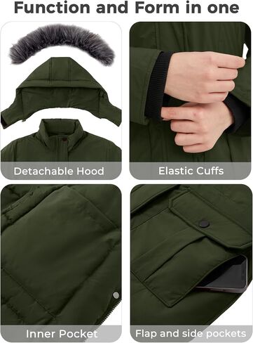 Wantdo Wind Winter Winter Coats دافئ سترة باركا باركا الدافئة مع غطاء محرك السيارة in Saudi Arabia