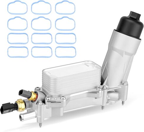Aluminum Engine Oil Cooler Filter Housing Assembly with Sensors & Gaskets Compatible with 2011-2016 Jeep Dodge Chrysler Ram 3.6L V6 Replace for 926-959 926-876 5184294AE 68105583AC in Saudi Arabia