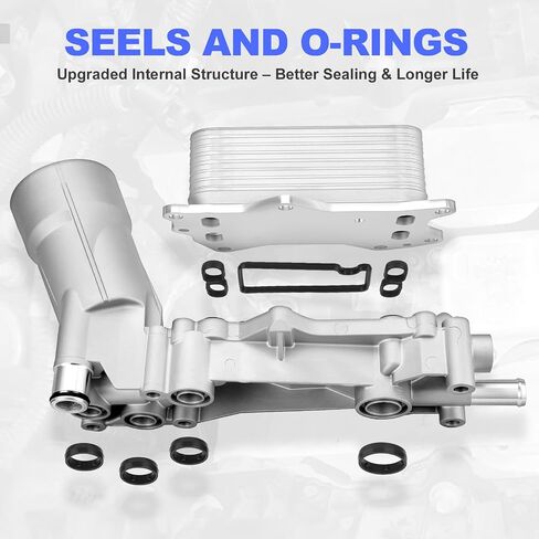 Aluminum Engine Oil Cooler Filter Housing Assembly with Sensors & Gaskets Compatible with 2011-2016 Jeep Dodge Chrysler Ram 3.6L V6 Replace for 926-959 926-876 5184294AE 68105583AC in Saudi Arabia