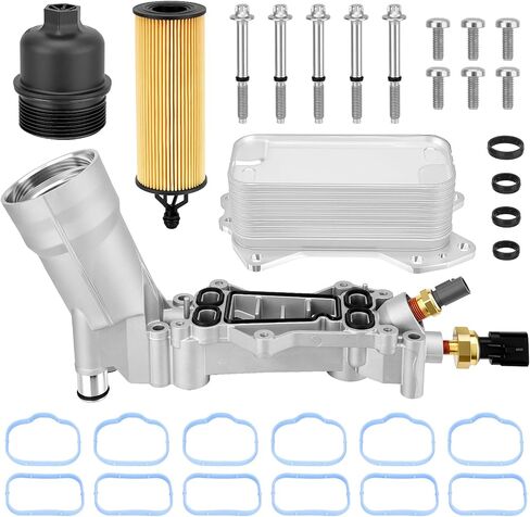 Aluminum Engine Oil Cooler Filter Housing Assembly with Sensors & Gaskets Compatible with 2011-2016 Jeep Dodge Chrysler Ram 3.6L V6 Replace for 926-959 926-876 5184294AE 68105583AC in Saudi Arabia