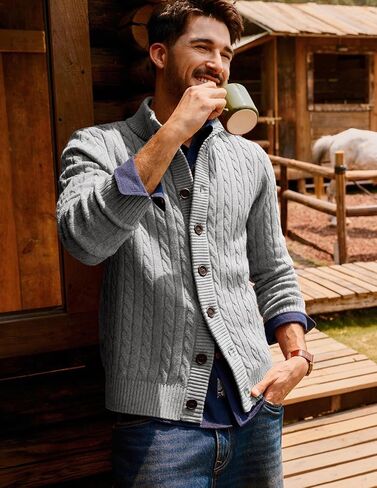 PJ PAUL JONES Mens Cardigan Sweater Button Up Stand Collar Sweater Knit Textured Sweaters in Kuwait